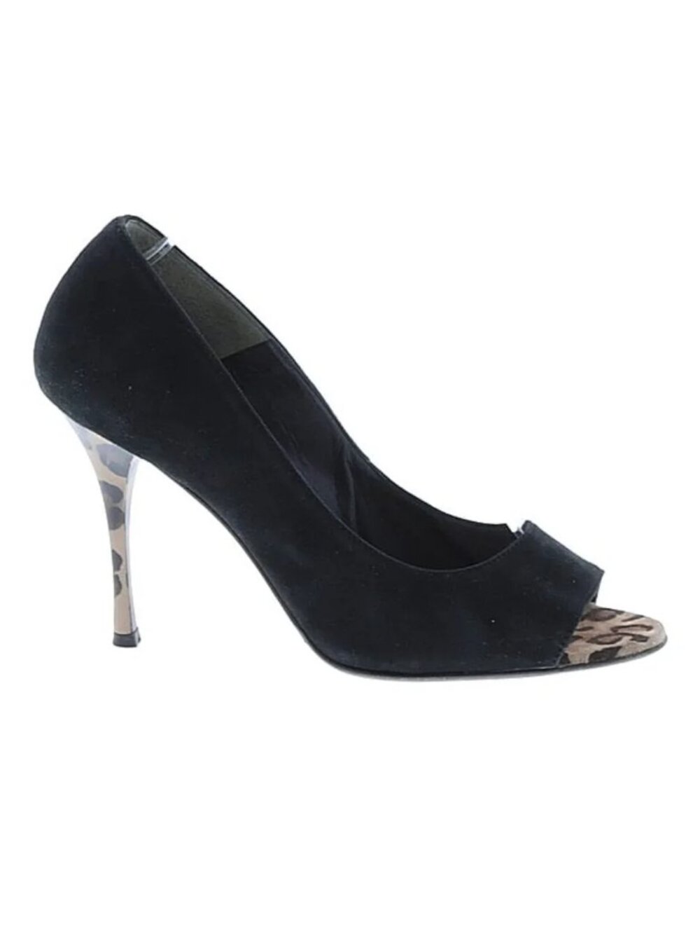 Gibellieri Vero Cuoio Italian Leopard Print Stiletto Peep Toe High Heel Pump